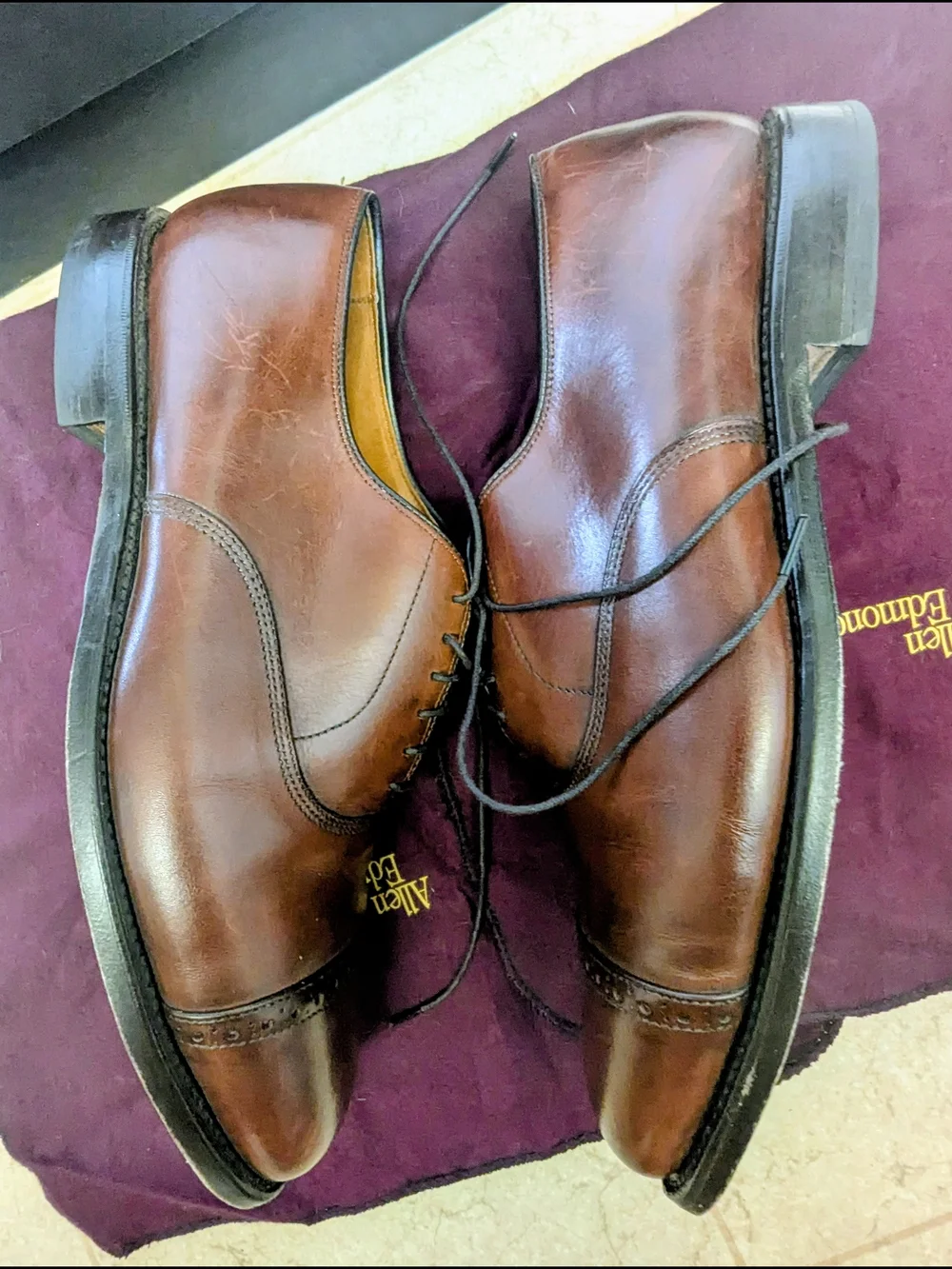 Allen Edmonds Byron Brown Cap Toe Oxford Dress Shoes Men's 10.5 D USA